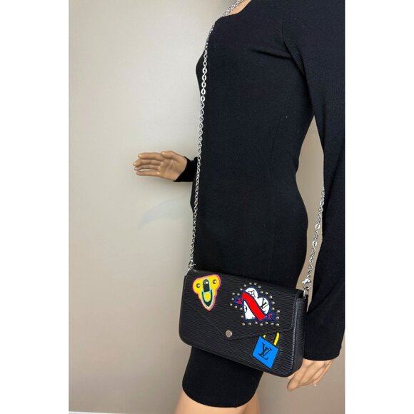 Louis Vuitton Felicie Pochette Limited Edition Patchwork Black Epi Leather Cross - Picture 13 of 13